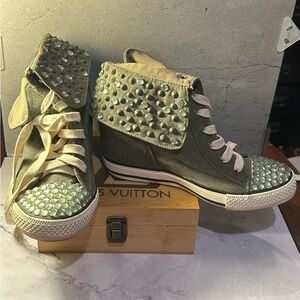 Goldluxe Stylish Women's High-Top Sneakers with Studded Details